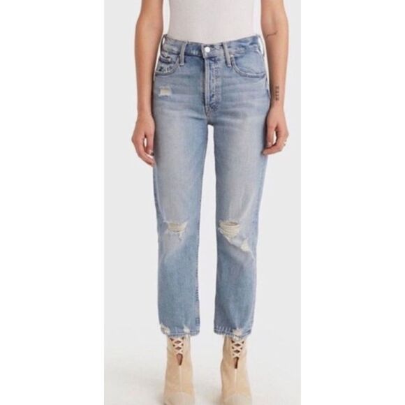 Mother Superior Tomcat Distressed Straight Leg Jeans In The Confession Size 31